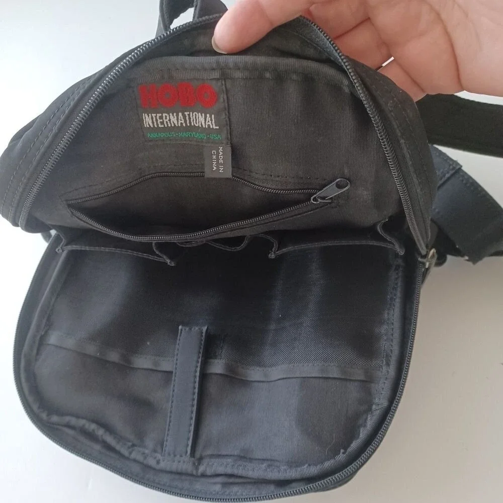 HOBO International Backpack Vintage 90s Y2K‎ Nylon Black Adjustable Straps